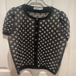 Black and White Mesh Patterned Cardigan